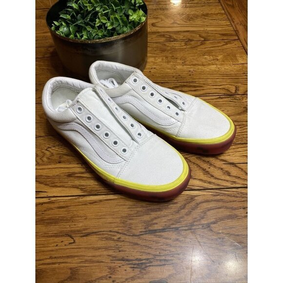 Vans Old Skool ‘ OFF THE _ ‘ Low Canvas White/Yellow RARE 500714 Men’s Size 6 - Picture 1 of 7